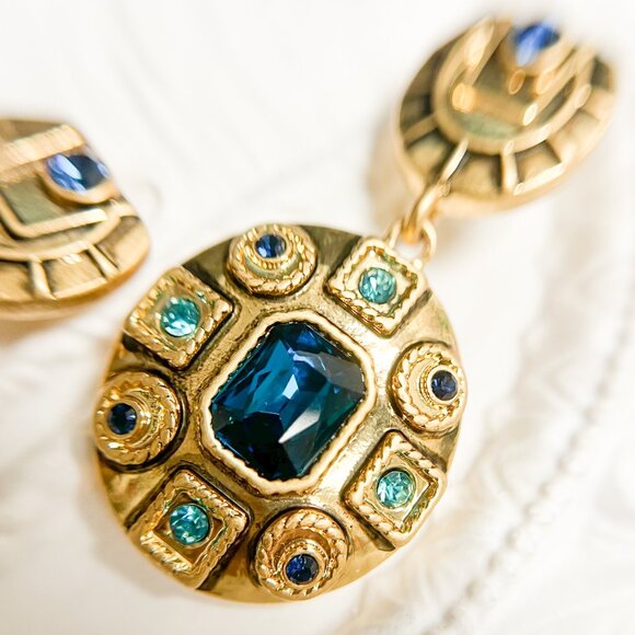 Blue Crystal Earrings, Bridal Crystal Earrings, Bridesmaids Crystal Earrings - Picture 7 of 11